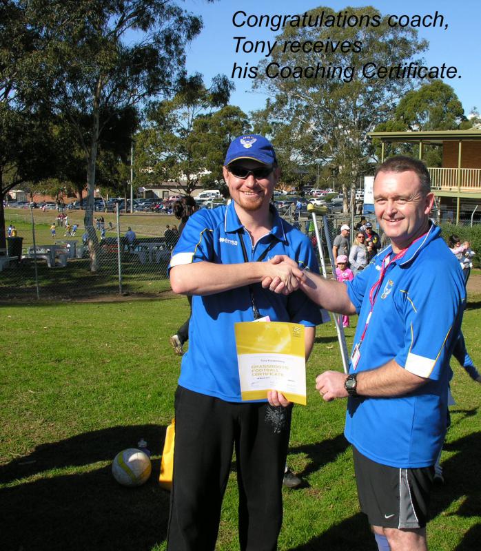 One of our Coaches Recieves his hard earned Coaching Certificate
